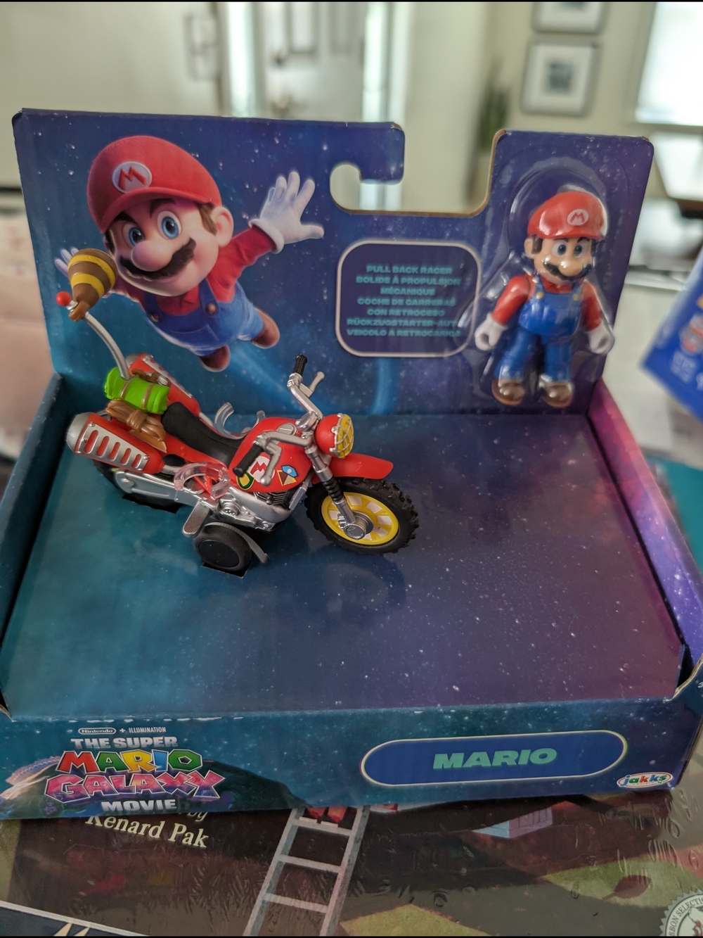 Mario Red Motorcycle Pull-Back Toy with Mario Figure